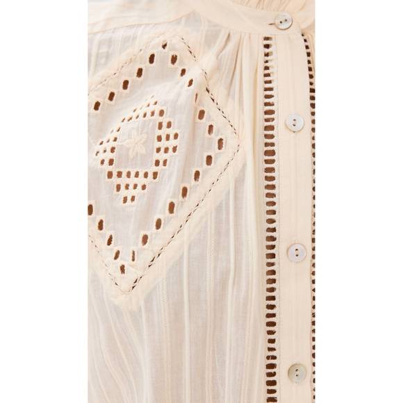 NEW ALIX OF BOHEMIA annabel pearl eyelet shirt in ivory - Picture 5 of 8